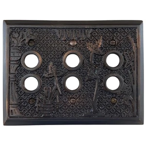 Victorian Style Triple Three Gang Push Button Switch Cover Plate Heavy Bronze - Picture 1 of 2