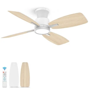 Ceiling Fans with Lights,42 inch Flush Mount Ceiling Fan with Night Light,Qui... - Picture 1 of 9