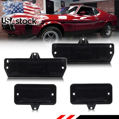 4 luces de señalización laterales de parachoques delanteras y traseras ahumadas para Ford Mustang 1971 1972 1973 Foto 1 de 4