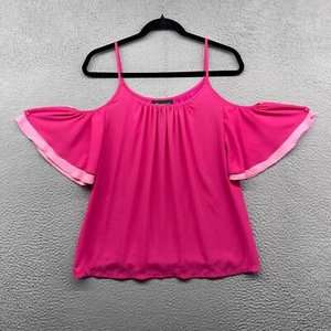 INC Womens Blouse Pink Short Cold Shoulder Sleeve Spaghetti Strap Scoop Size M - Picture 1 of 9