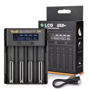 YONII Caricabatteria LCD universale per batteria NiMH NiCd agli ioni di litio 18650/21700 - Foto 1 di 15