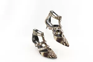Schutz Strappy Rhinestone Fur Heels Size 6B - Picture 1 of 9