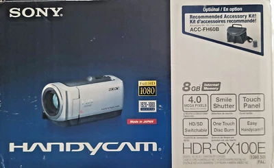 SONY HDR-CX100E FHD Handycam Digital Camcorder +Battery, Charger,Cords, Mem Card - Image 1 of 4