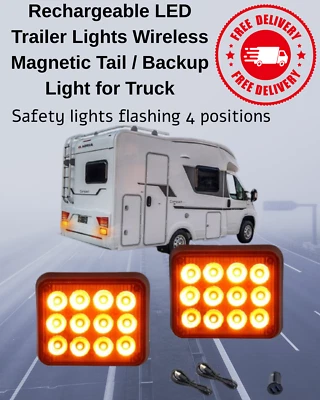 ADAURIS Rechargeable LED Trailer Lights Wireless Magnetic Tail / safety Light flashing