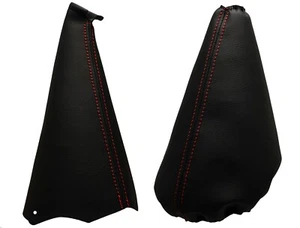 Hilo rojo bolsa de cambios de cuero auténtico y manguito de freno de mano para FORD FIESTA IV 96-99 - Imagen 1 de 1