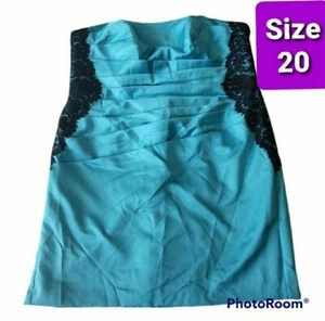 Size 20 NWT Turquoise satin black lace Dress David’s Bridal - Picture 1 of 4