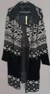 Joseph A Womens Nordic Jacquard Open Front Long Cardigan Sweater XL NWT - Picture 1 of 4