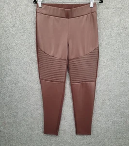 DG2 Faux Leather Pants Womens Small Mid Rise Flat Front Skinny Leg Brown Stretch - Picture 1 of 14