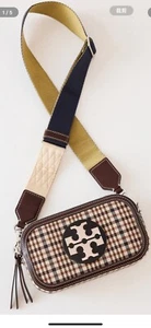 Authentic NWT Tory Burch Miller Mini Plaid Canvas CrossBody Bag-Multi /Silver - Picture 1 of 4