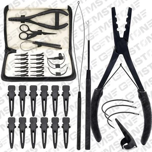 Kit Strumenti Estensione Capelli con Pinza 3 Fori Uncinetto Anello Anello Forbici e Clip Set - Foto 1 di 7