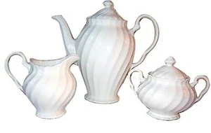 NEW IN BOX JOHNSON BROTHERS ENGLAND REGENCY WHITE COFFEE POT, CREAMER, SUGAR - Picture 1 of 1