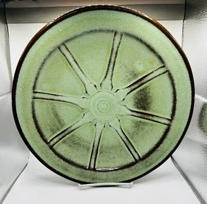 Vintage Frankoma Pottery Prairie Green Wagon Wheel 10” Dinner Plate - Picture 1 of 6
