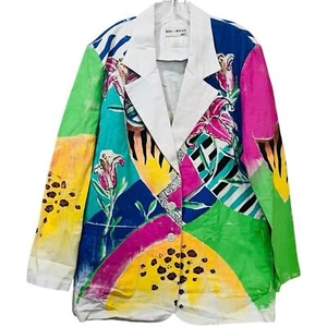 Kolorway USA Medium Vintage Retro Floral Animal Print Button Blazer Jacket Y5 - Picture 1 of 6