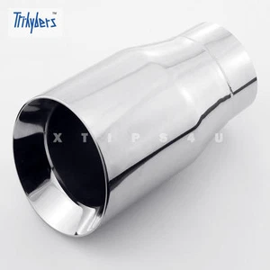 3" Inlet 4" Dual Wall Out 7" Length Polished Angled Stainless Steel Exhaust Tip - Picture 1 of 7