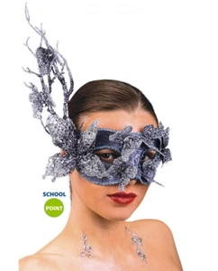 Maschera preziosa grigia con farfalle e glitter Taglia Unica - Foto 1 di 2