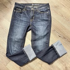 Gap Straight Cuff Jeans Womens Size 2/26 Mid Rise Dark Wash Denim