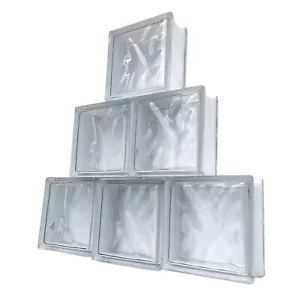 Wavy Glass Brick/Block 190mm (7.5") x 190 x 80 Architectural Privacy Wall Square - Picture 1 of 11