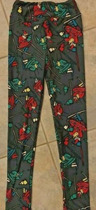 Girls LuLaRoe Kids Size L XL 7 - 10 Leggings Pants Santa Pattern JC001-13 092017 - Picture 1 of 3