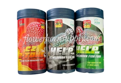 CZ AQUA PRODUCTS FLOWERHORN FISH FOODS -C2 TONE -HELP PEARL & HELP KOK COMBO 300G - FREE SHIPPING