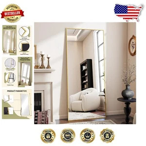 Elegant Gold 71"x26" Full-Length Mirror with Thin Aluminum Frame for Every Room - Picture 1 of 10