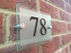 MODERN HOUSE SIGN PLAQUE DOOR NUMBER STREET GLASS EFFECT ACRYLIC SILVER NAME