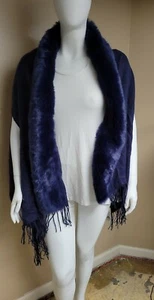 NWT Echo design  navy  faux  fur    Shawl r118 - Picture 1 of 8