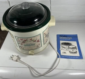 RIVAL Crock Pot Vintage 3.5 Qt Model 3150 Slow Cooker 3 Pc Sesame Flower - Picture 1 of 1