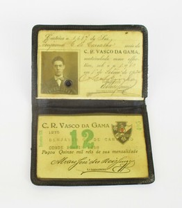 Antique brazilian Club C.R. Vasco da Gama Club Membership Card w/ leather wallet