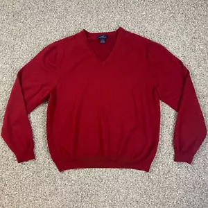 Brooks Brothers 346 Pullover Herren Large Rot Merinowollmischung V-Ausschnitt Pulli - Bild 1 von 11