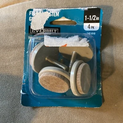 Everbilt 1 1/2" Beige Roscado Fieltro Deslizamiento Paquete de 4 Foto 1 de 3