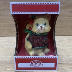 Holiday Time, Cat With Sweater And Bow Ornament - Picture 1 of 4