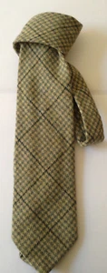 Cravatta vintage in pura lana fantasia a scacchi verde - Picture 1 of 2