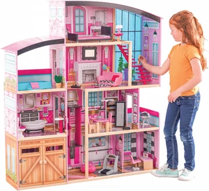 CASA DE MUÑECAS DE MADERA Mansión Brillante para Muñecas de 12" con Muebles y Accesorios - Imagen 1 de 7