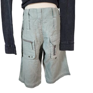 Pete & Greta Unisex Leinen Cargo Shorts olivgrün Reißverschlusstaschen Größe 6 - Bild 1 von 8