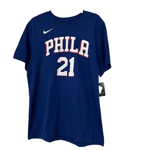 NWT Phila 76ers Joel Embiid Nike T-Shirt Mens Large 100% Cotton - Picture 1 of 8