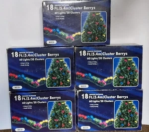 Red CLUSTER BERRYS 18' Lights 20 Cluster String Indoor Outdoor getestet 5 Boxen - Bild 1 von 14