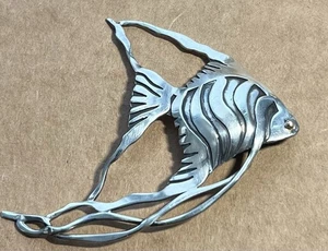 Vintage Sterling Silber & 14k Gold Auge Engel Fisch Brosche. - Bild 1 von 5