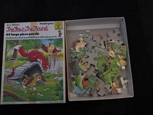 Vintage Waddingtons Disney Fantasy fox & the hound 64 Piece Jigsaw Puzzle 1980s - Picture 1 of 4