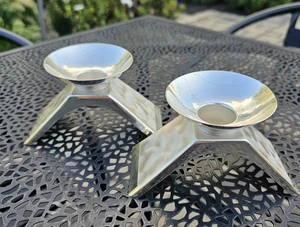 Juego de 2 candelabros de plata cepillada alemanes WMF-Ikora de colección años 70 - Imagen 1 de 15