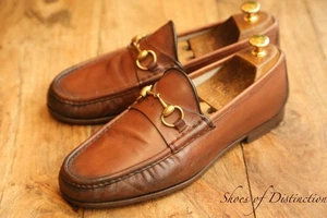 Gucci Brüniert Braun Leder Messing Bit Halbschuhe Schuhe Herren UK 9 US 10 EU 43 - Bild 1 von 10