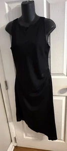 BCBG Women’s Size 8 Dress Asymmetrical Black Satin Gathered Waist NWT $98 - Picture 1 of 10