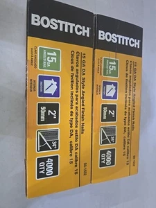 2 Stanley Bostitch DA-1532 4,000-Qty. 2" 15-Gauge "DA" Style Angled Finish Nails - Picture 1 of 2
