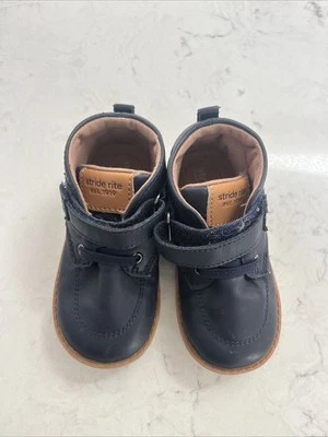 Stride rite infant toddler boys leather blue size 6 boots EUC - Image 1 of 4