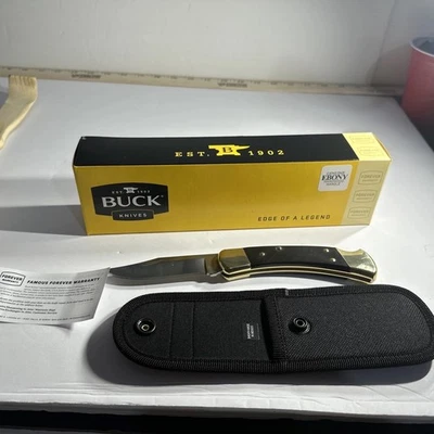 Cuchillo plegable de caza/bolsillo Buck USA ébano 110 nuevo en caja y funda de nailon - 2025 Foto 1 de 4