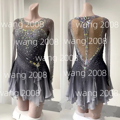 Ice Figure Skating Competition Dress Girls'  Baton Costume gray dyeing - Image 1 of 4