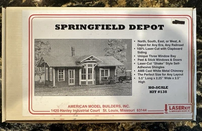American Model Builders LaserKit HO Scale Kit #138 Springfield Depot 1:87 NOS! - Image 1 of 4
