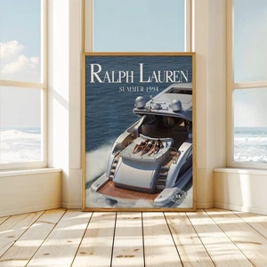 Vintage Polo Ralph Lauren Yacht Poster – Retro Fashion Magazine Wall Art - Picture 1 of 6