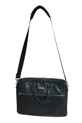 Johnston & Murphy Maletín de cuero negro para computadora portátil funda trolley bolso mensajero Foto 1 de 4