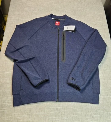 Chaqueta de bombardero Nike Tech polar XL alta para hombre azul obsidiana negra cremallera completa universitaria  Foto 1 de 4