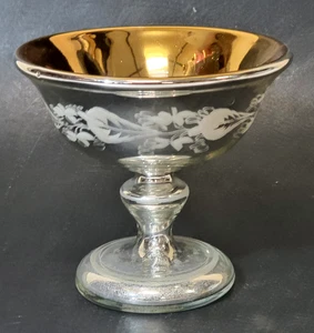 Composta in vetro mercurio decorata 5" XIX secolo vittoriana con lavaggio oro soffiato - Foto 1 di 9